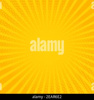 Stylish yellow comic square background with dots pattern Stock Vector