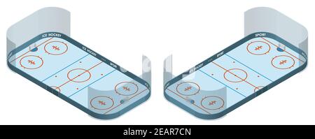 ice hockey sports rink in isometric. Outline hockey playground. Sports ground for active recreation. 3D vector Stock Vector