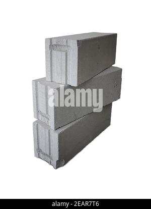 Concrete construction block isolated on white Stock Photo