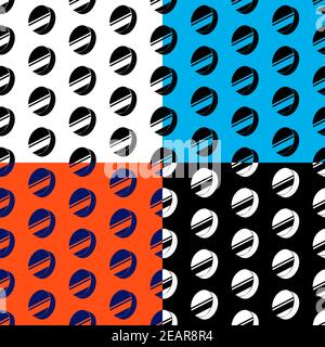set of seamless patterns with ice hockey pucks. Sports equipment for athlete. Ornament for decoration and printing on fabric. Design element. Vector Stock Vector