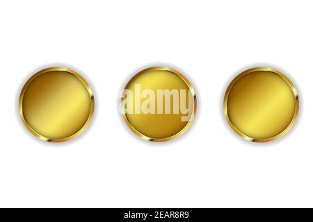 Gold circles collection with three three style Stock Vector