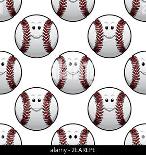 Seamless sporting background pattern of cute cartoon baseball ball for sports design Stock Vector