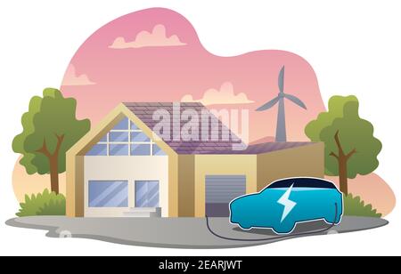 Electric Car Charging Stock Vector