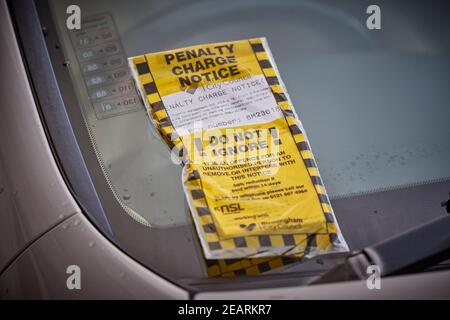 Birmingham council PCN penalty charge notice parking picked attached to a car windscreen Stock Photo