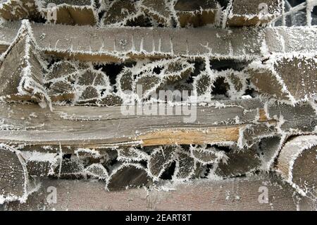 Holz mit Raureif Stock Photo