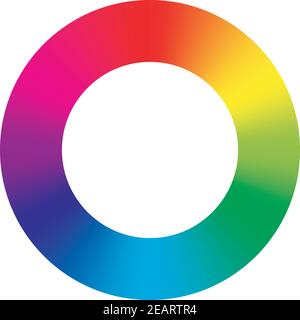 Color wheel - arrangement of color hues around a circle or disc. Vector ...