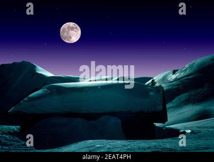 Vollmond  BerghÂ¸tte Stock Photo