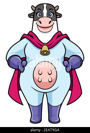 Cow Superhero Mascot Stock Vector