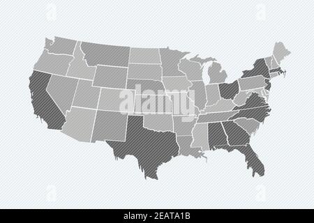Grey USA map background Stock Vector