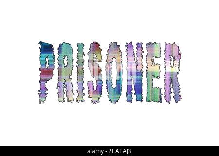 Prisoner word, Banner, Poster and Sticker, with clipping path Stock Photo