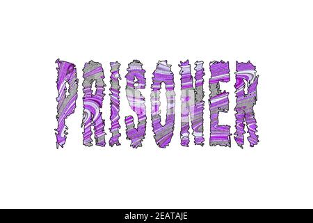 Prisoner word, Banner, Poster and Sticker, with clipping path Stock Photo