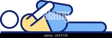 Knee-to-chest exercise RGB color icon Stock Vector