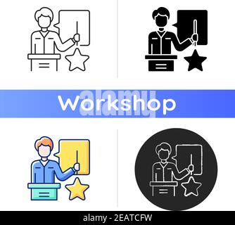 Knowledgeable presenter icon Stock Vector