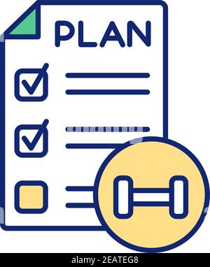 Workout plan creation RGB color icon Stock Vector