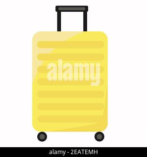 Vector, yellow suitcase on a white background. Luggage bag, editable isolated object. Stock Vector