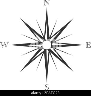 classic retro wind rose or compass icon isolated on white vector illustration Stock Vector