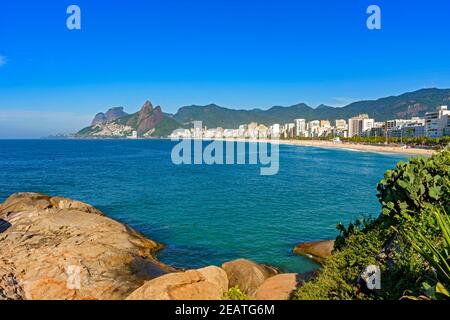 Morning at Ipanema beach seen from Arpoador rock in Rio de Janeiro