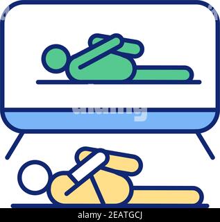 Online fitness routine RGB color icon Stock Vector