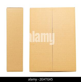 Closed Brown cardboard box isolated on white Stock Photo