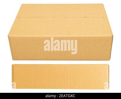 Closed Brown cardboard box isolated on white Stock Photo