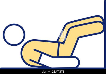 Crunching with wall support RGB color icon Stock Vector