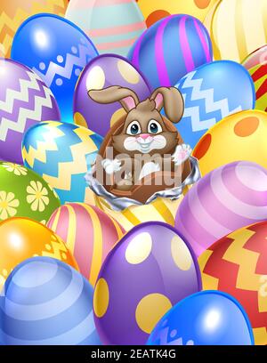 Easter Bunny Eggs Background Cartoon Stock Vector