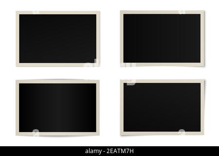 Vector set of curved photo frames with various shadows. Mock up of frames Stock Vector
