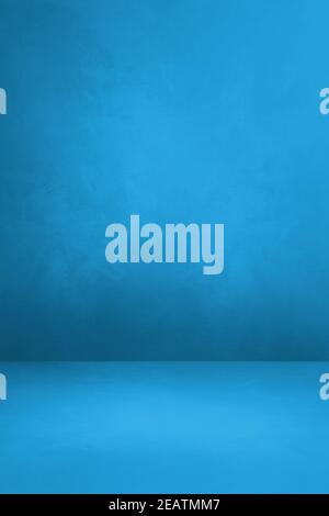 Empty blue concrete interior background Stock Photo