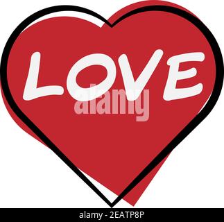 heart shape icon with wort LOVE written inside vector illustration Stock Vector