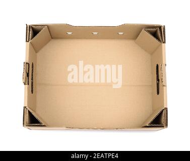 rectangular empty cardboard box of brown paper on a white background Stock Photo