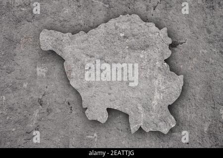 Map of Saarland on weathered concrete Stock Photo