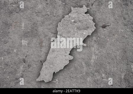 Map of Lebanon on weathered concrete Stock Photo - Alamy