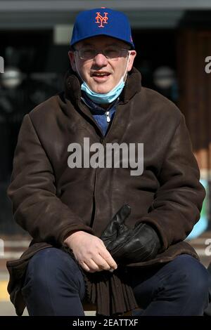 New York, USA. 10th Feb, 2021. New York Mets baseball team owner Steve Cohen attends a press conference announcing the opening of Mets Citi Field as a COVID-19 vaccine mega hub, in the Flushing Meadows-Corona Park, Queens, NY, February 10, 2021. (Photo by Anthony Behar/Sipa USA) Credit: Sipa USA/Alamy Live News Stock Photo