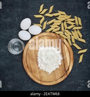 Ingredients for making pasta, top view, close up Stock Photo