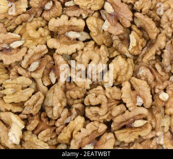 Walnut background, close up, food, top view Stock Photo