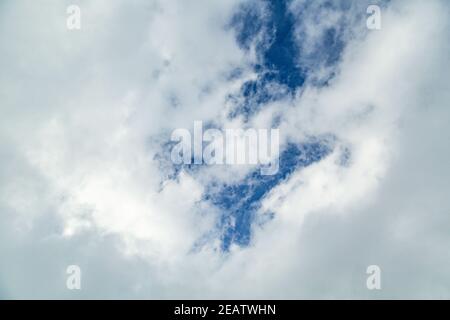 panorama of blue sky background with tiny clouds Stock Photo