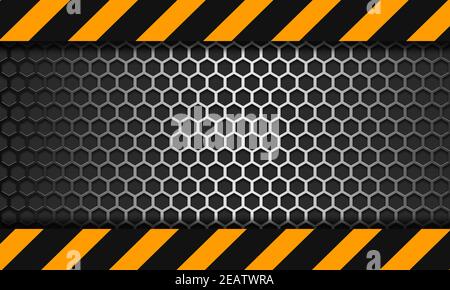 Metal banner with hexagon mesh design Stock Photo