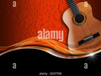 Acoustic Guitar on Luxury Background Stock Photo