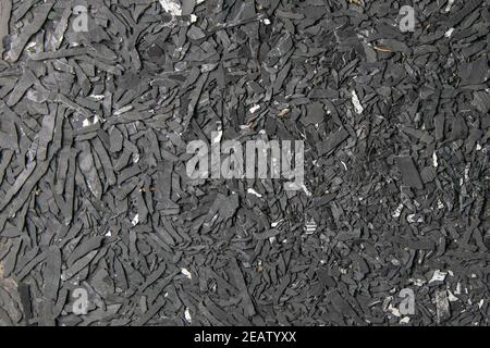 Black charcoal texture abstract surface background. Top view Stock Photo