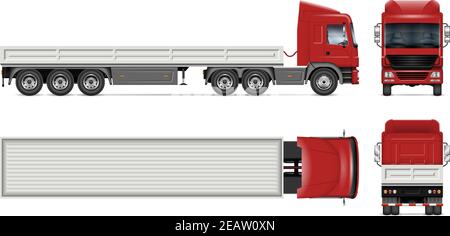 Dropside truck vector mockup on white for vehicle branding, corporate identity. All elements in the groups on separate layers for easy editing Stock Vector