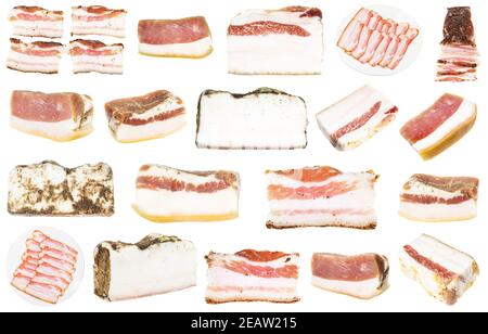 collection of various salted Salo (pork fatback) Stock Photo