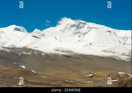 Mountains of Himalayas, young beautiful high mountains of Tibet. Stock Photo