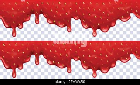 Strawberry background jam dripping. Vector illustration. Stock Vector