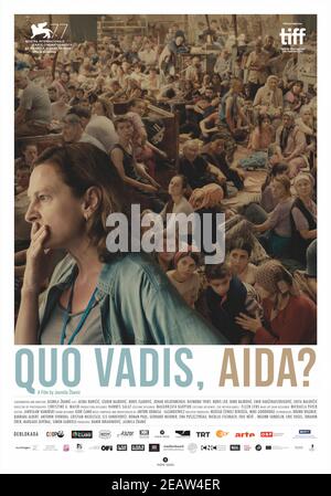 Quo vadis, Aida? (2020) directed by Jasmila Zbanic and starring Jasna Djuricic, Izudin Bajrovic and Boris Ler . Bosnian film about a UN translator in the small town of Srebrenica when the Serbian army arrives. Stock Photo