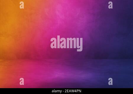 Empty Dark colorful concrete interior background Stock Photo