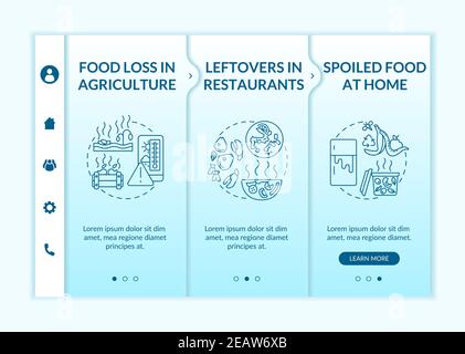 Food waste material types onboarding vector template Stock Vector