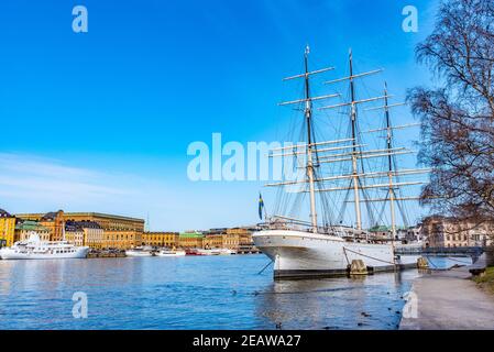 Hostel ship Af Chapman situated in Stockholm, Sweden. Stock Photo