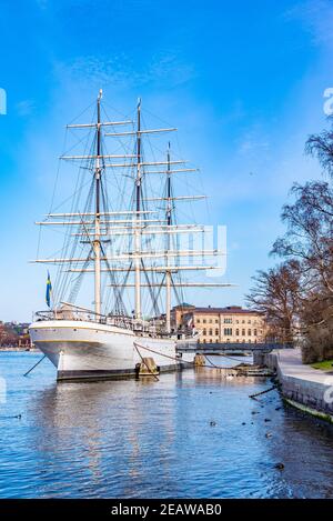 Hostel ship Af Chapman situated in Stockholm, Sweden. Stock Photo