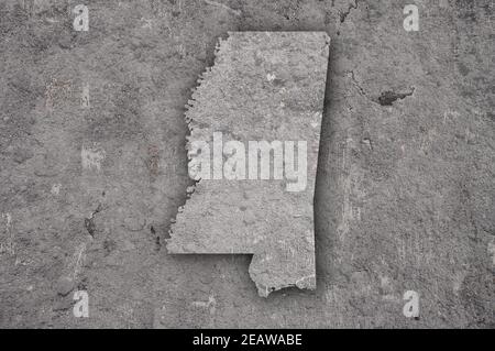 Map of Mississippi on weathered concrete Stock Photo - Alamy