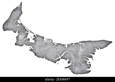 Map of Prince Edward Island on weathered concrete Stock Photo